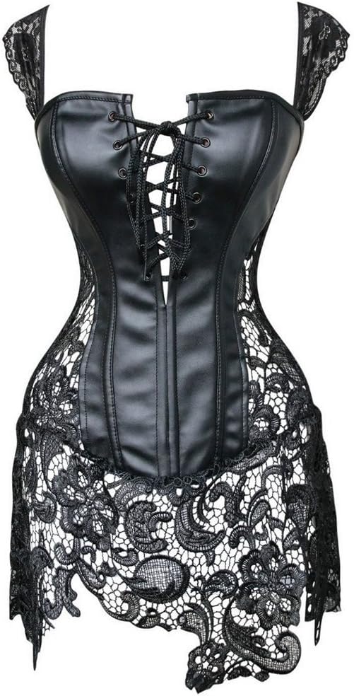 NEVA Womens Strap Sexy Lace lingerie Night Wear Babydoll PU Splicing XS-XXXXXXL
