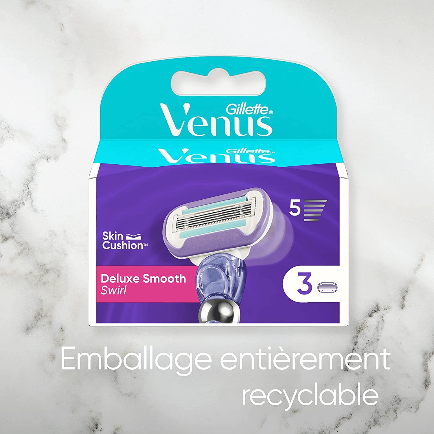 Gillette Venus Deluxe Smooth Swirl Nachfüllklingen (3 x 3), für Damen, 5 Klingen
