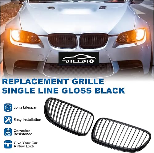 Miniatura 163 de Rejilla frontal negra brillante compatible con BMW Serie 3 G20 2019 2020 2021 2022 316i 318i 320i 328i 330i 330i 335i 340i Doble lamas negro