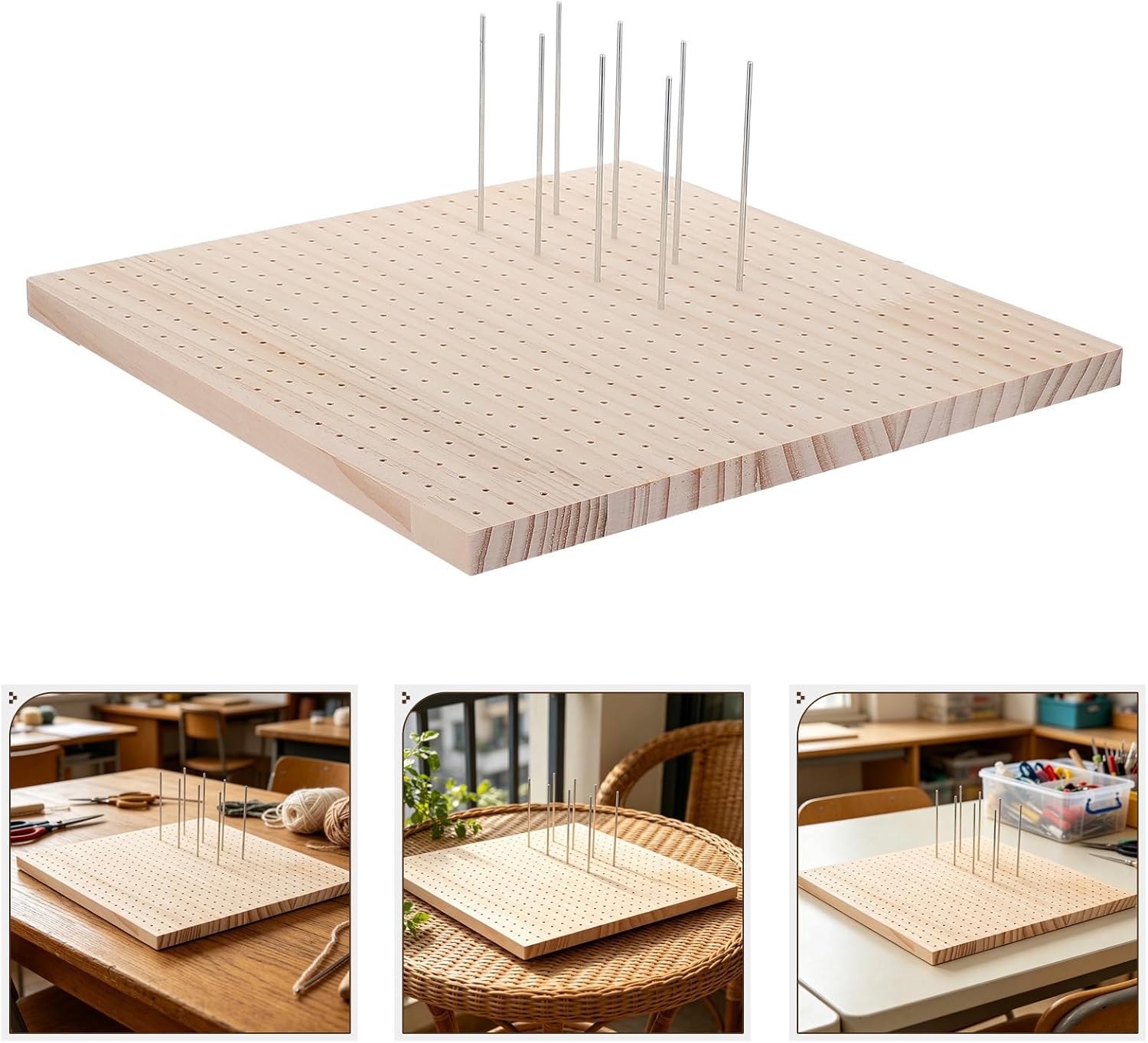 Wooden Blocking Board for Crochet and Knitting Projects with Pegs