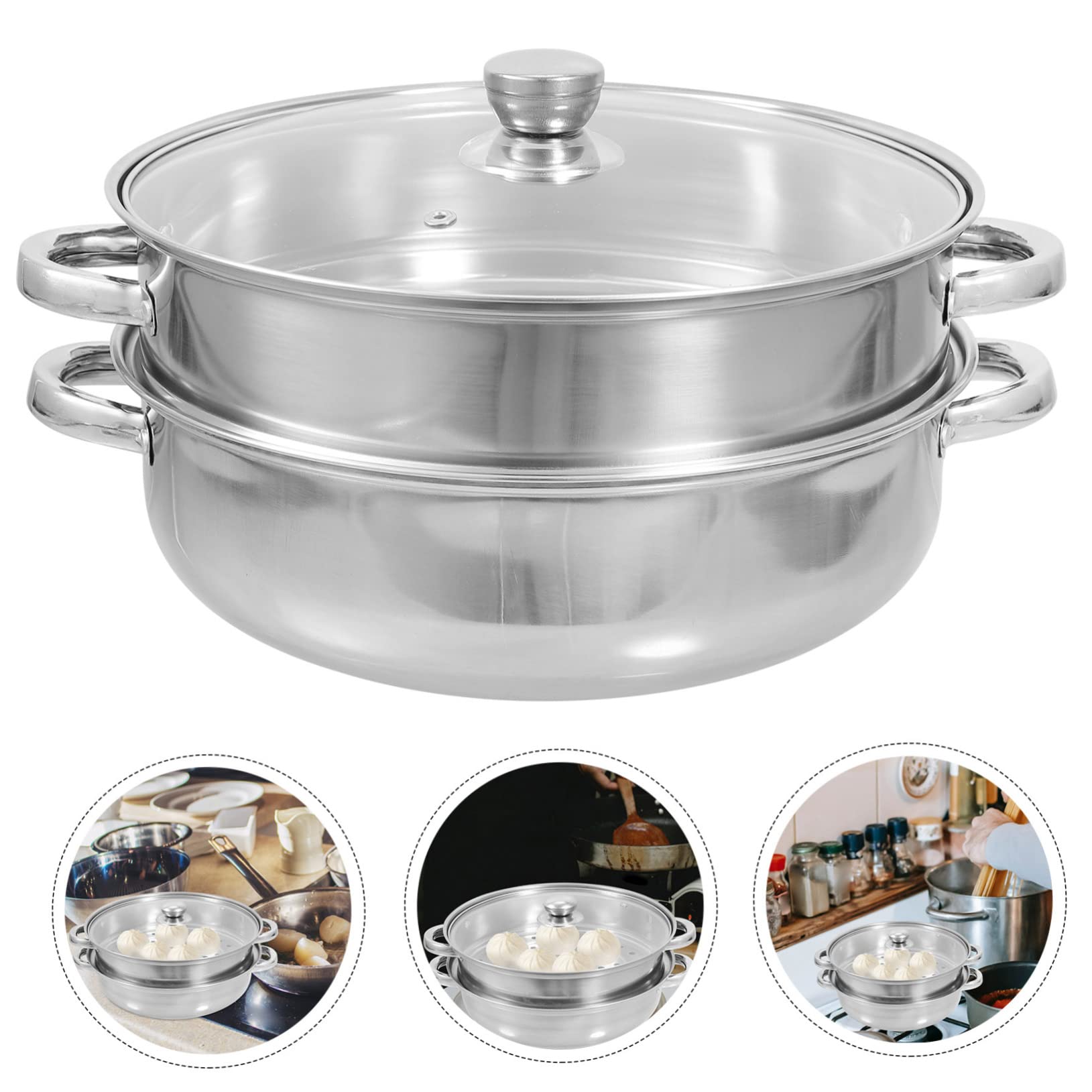 ULTECHNOVO Olla Vaporera de Acero Inoxidable Vaporera Multifuncional para Cocinar Vapor Tapadera para Verduras y Panecillos