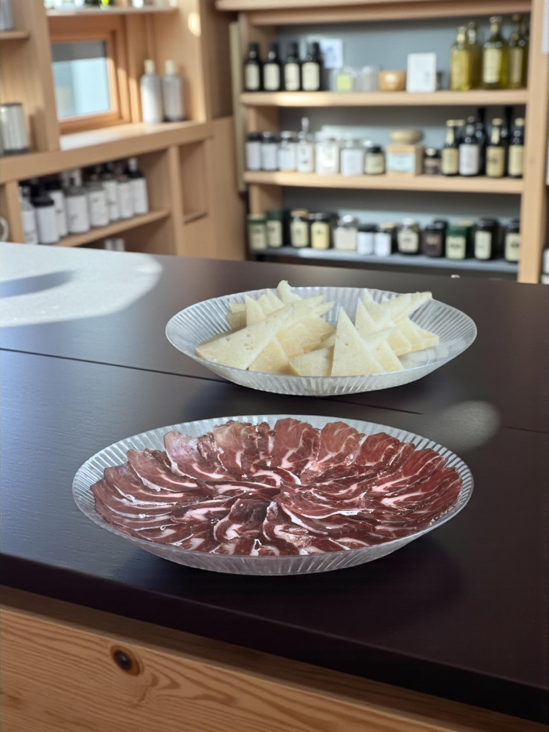 Platos de Plástico Reutilizables, 23 cm, Set de 6, Diseño Rayado, Transparentes, para Fiestas, Barbacoa, Jardín (Verde)