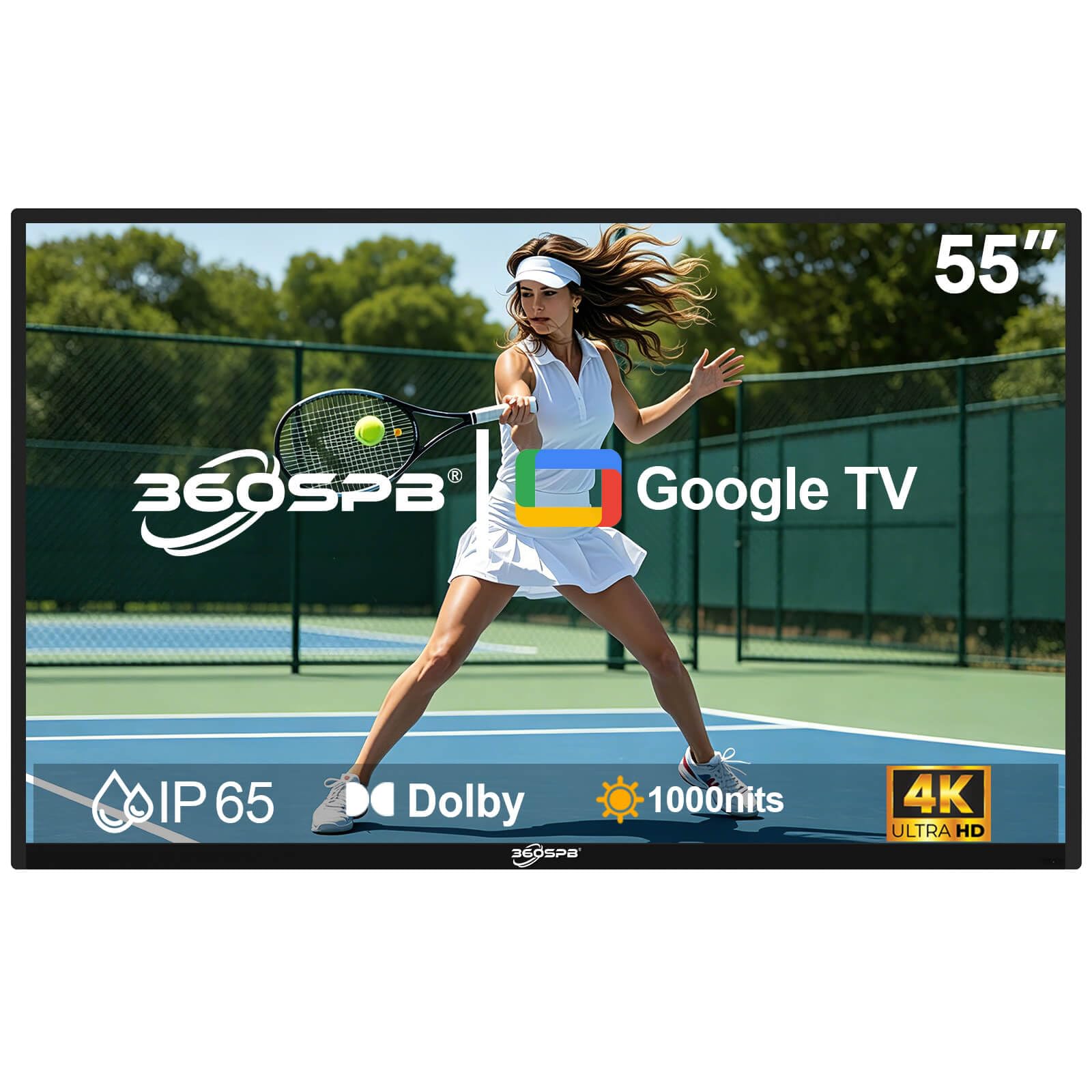55" Outdoor TV, 4K UHD Google TV, 1000nits High Brightness Smart TVs