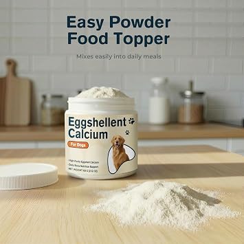 Eggshell Powder for Dogs Natural Calcium Powder for Pets Egg Shell Food Topper for Strong Bones, Teeth & Joint Support Pure Eggshell Calcium Carbonate Supplement
