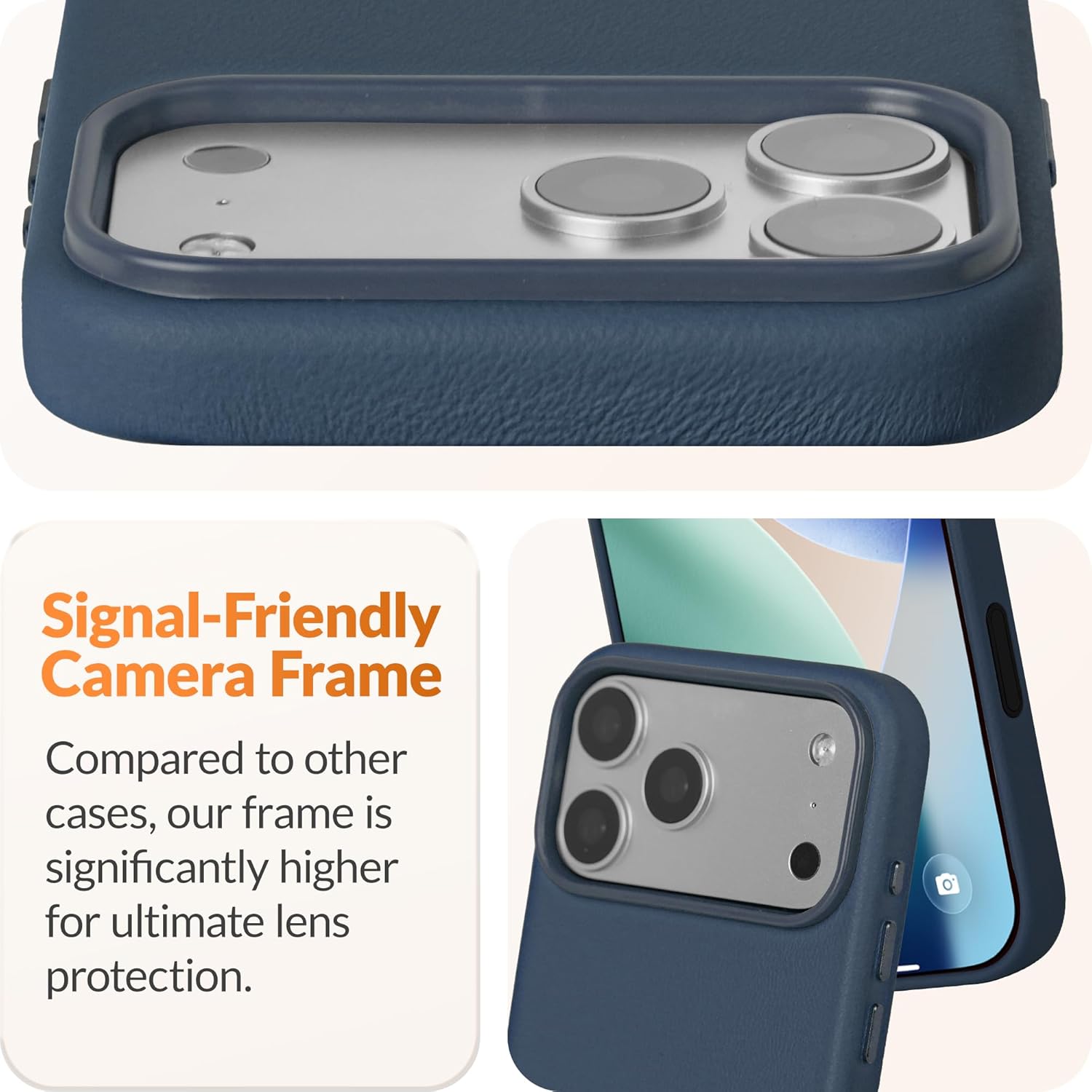 LONLI Classic 2.0 | Gold-Rated European Vele Leather Magnetic Case for iPhone 17 Pro – Upgraded Camera Control & AI Button – MagSafe Compatible – Classic Minimal Luxury – Azzurro Blue