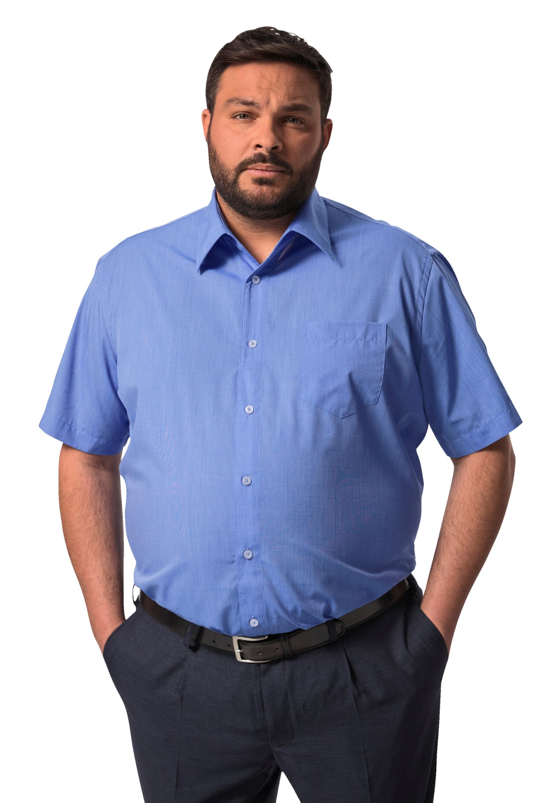 Men Plus Herren große Größen Übergrößen Menswear L-8XL Businesshemd, Halbarm, Easy Care, Vario-Kragen, Comfort Fit 839047