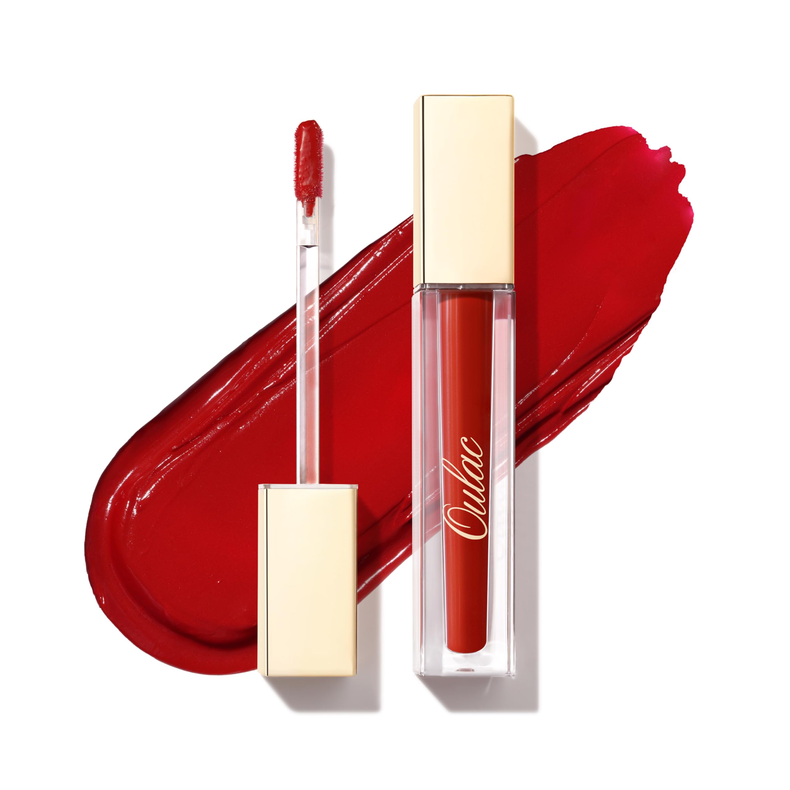 Oulac Matte Liquid Red Lipstick for Women, Deep Red Lip Gloss Creamy Matte Texture, Waterproof, Non-Stick Cup, Extra-Pigmented Lip Tint Stain with Vitamin E & Rose Oil, Vegan, Cruelty-Free, M01