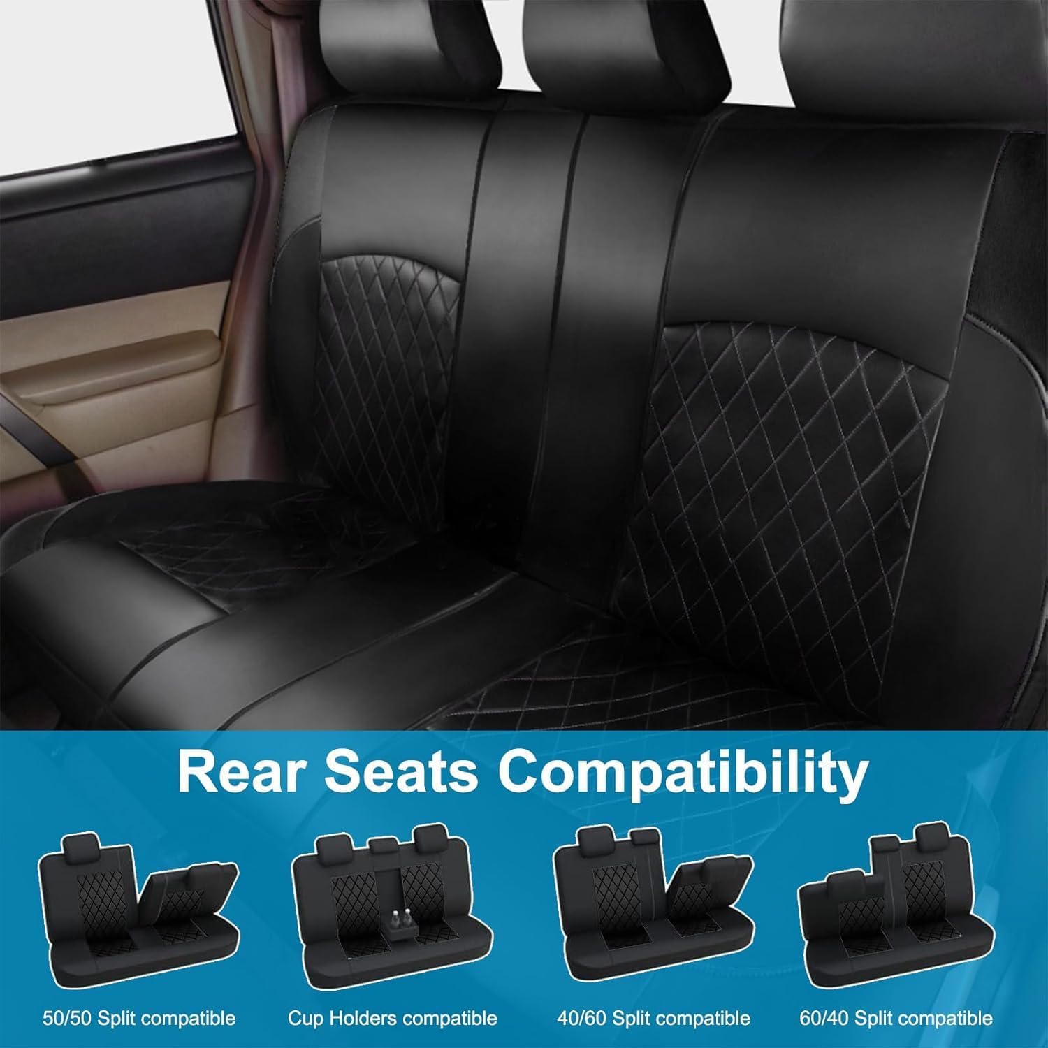 Autositzbezüge, für Ford Puma St/Puma ST-Line X/Puma Titanium Fleckenfest Vollumrandung Autositzschoner Vorne Und Hinten Auto-Schonbezüge Set Sitzschutz Zubehör,C