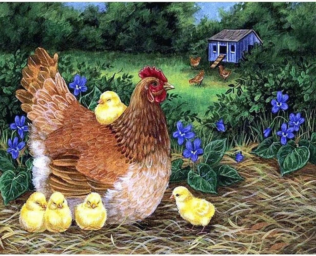 Embroidery Cross Stitch Kit, Popular Pattern Printing Cross Stitch Kit, Chicken Style, Beginner 11CT DIY Advanced Handmade Embroidery Kit - Home Decoration Minimalist Style - 40x50cm
