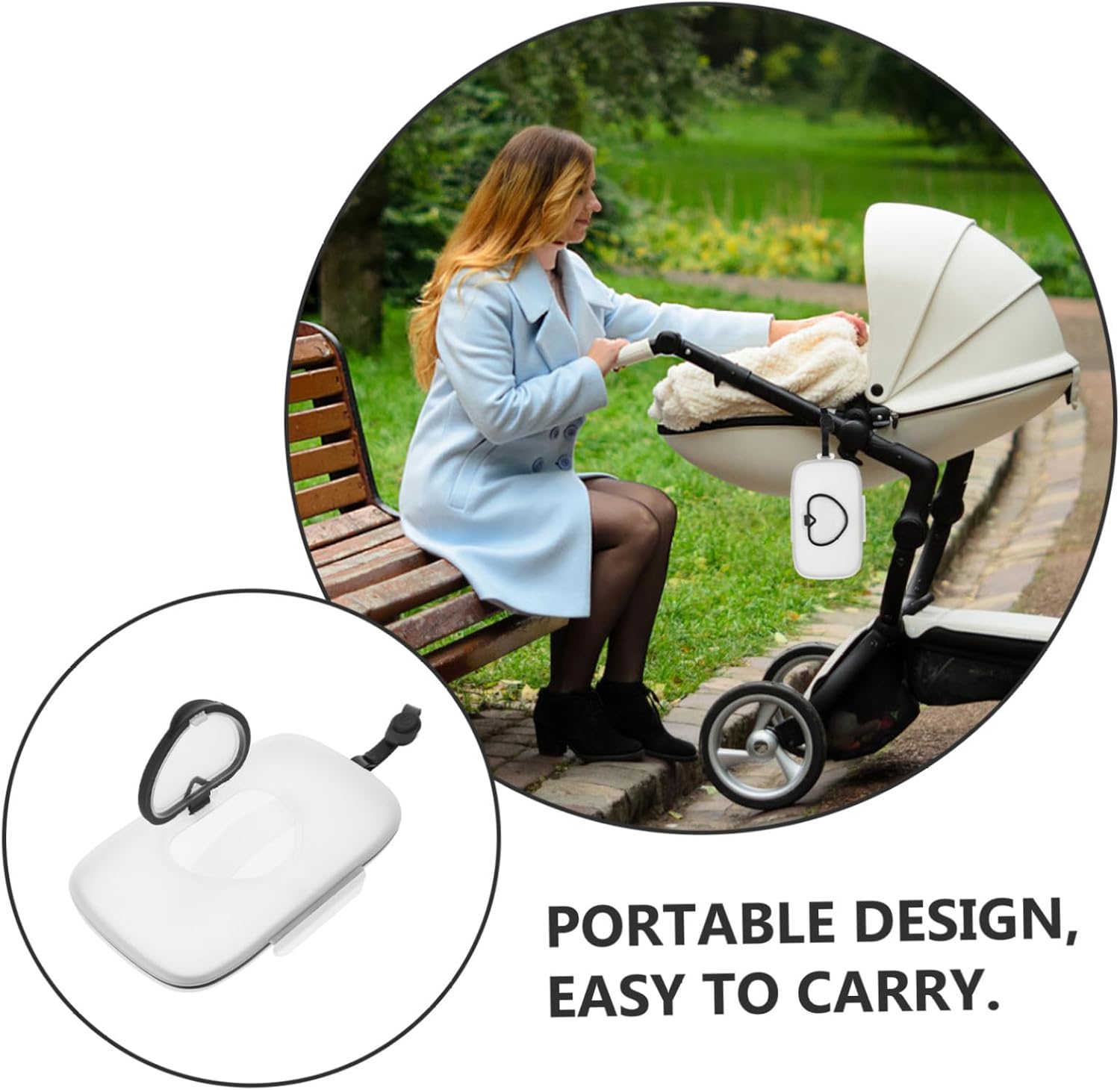 OUNONA Portable Wipes Dispenser for Travel Refillable Wipes Holder Lid for Baby Care Nursery and Diaper Bag