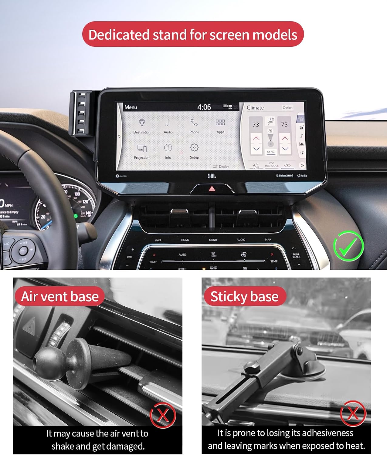 15W Wireless Fast Charger for Toyota Venza 2021-2024 Accessories 12.3 inch Screen Fixed Clip, Interior Decoration Mobile Phone Mount, 360° Rotation, Vehicle-Specific Custom Mount
