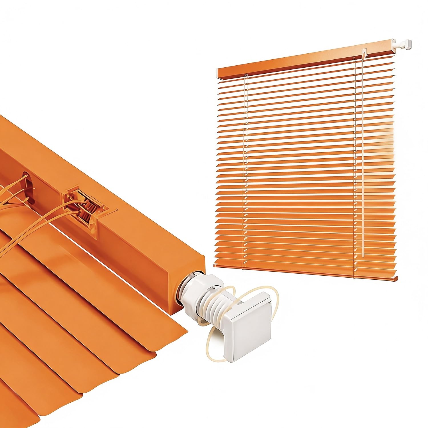 Room Darkening Mini Blind No Drill 40-140cm Width 50-180cm Length, 25mm Slat Aluminum Venetian Blinds, Cordless Horizontal Windows Blinds for Interior(Tangerine)