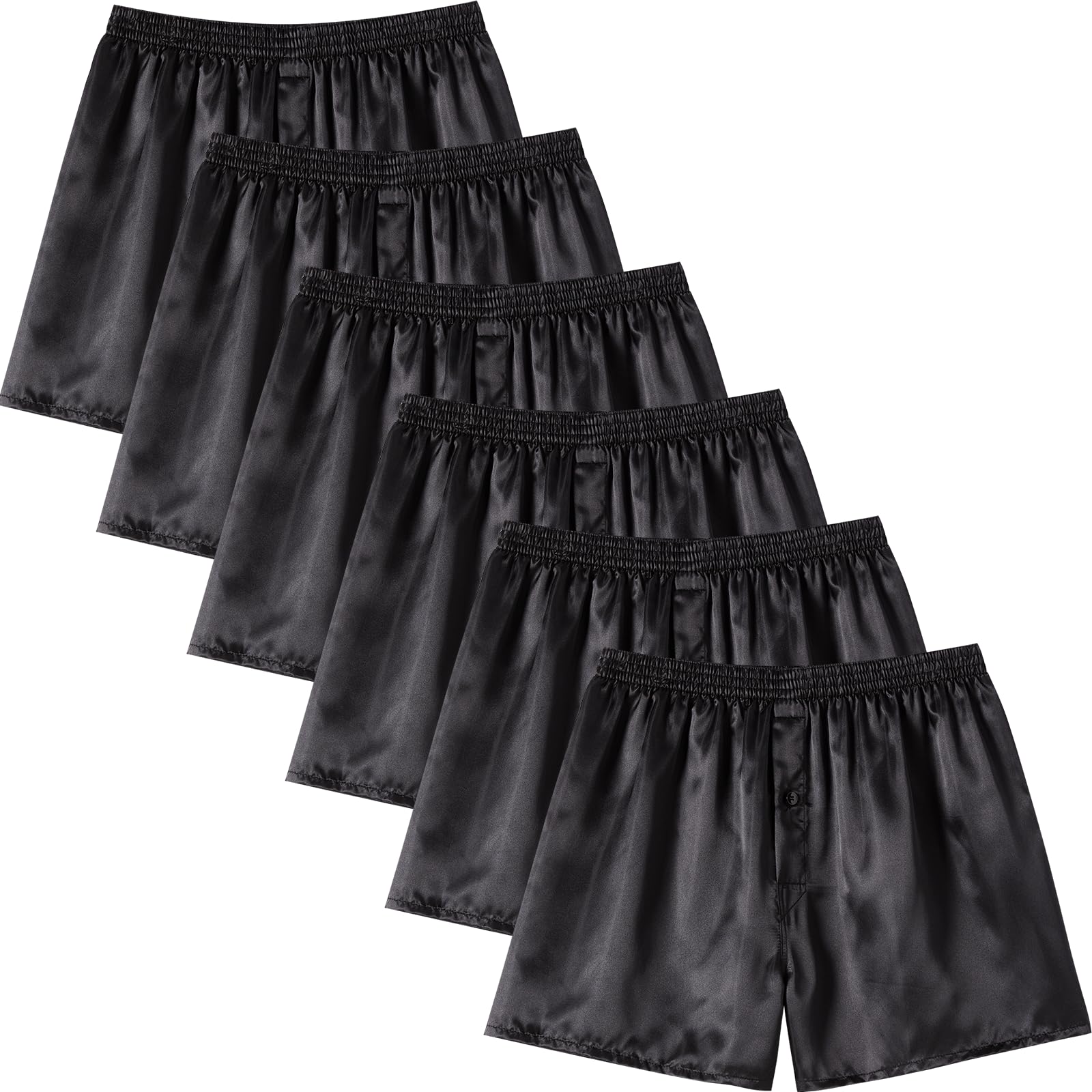 JupiterSecret Boxer da Uomo in Raso Confezione Multipla Silk Feel Pantaloncini in Raso da Uomo con Chiusura a Bottoni