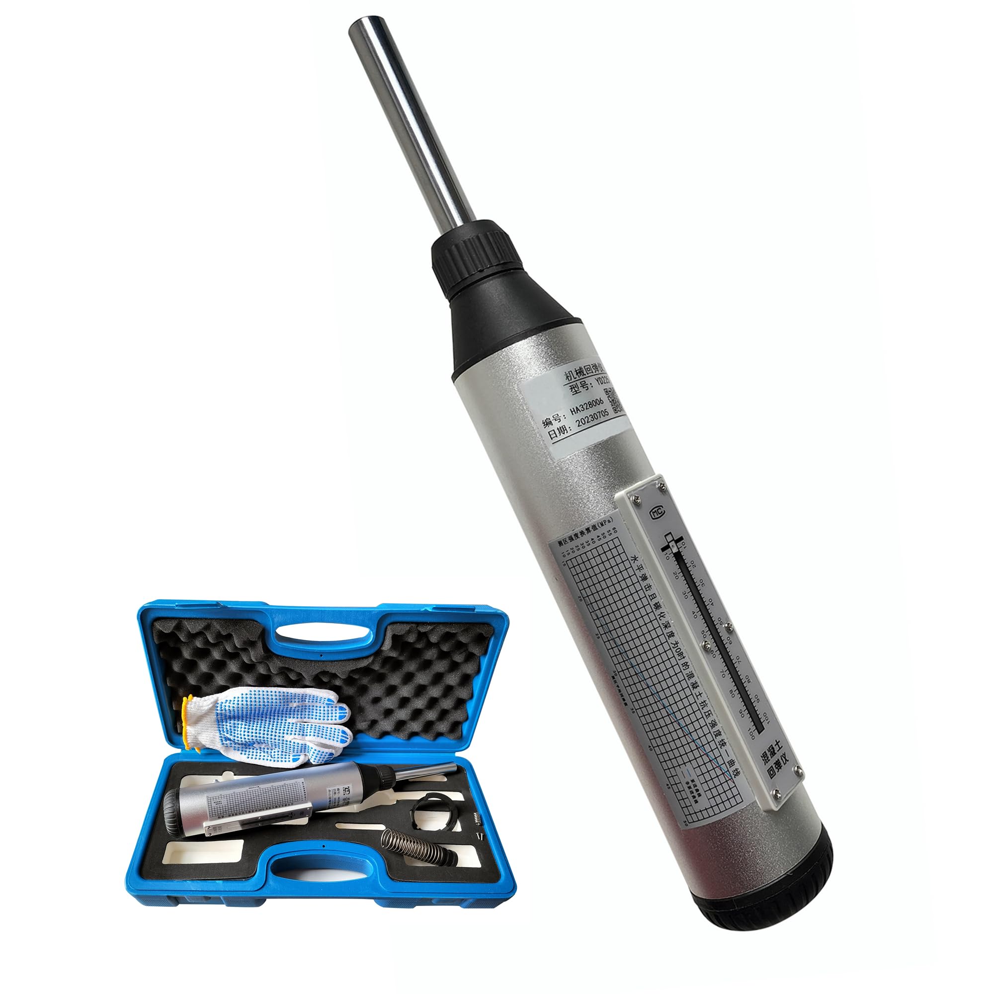 Professional Concrete Rebound Hammer - Portable Strength Tester 10-60 MPa For Construction (ASTM C805)