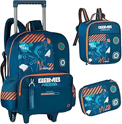 Kit Mochila Escolar de Carrinho Game Com Lancheira e Estojo Box Video Game Clio Style