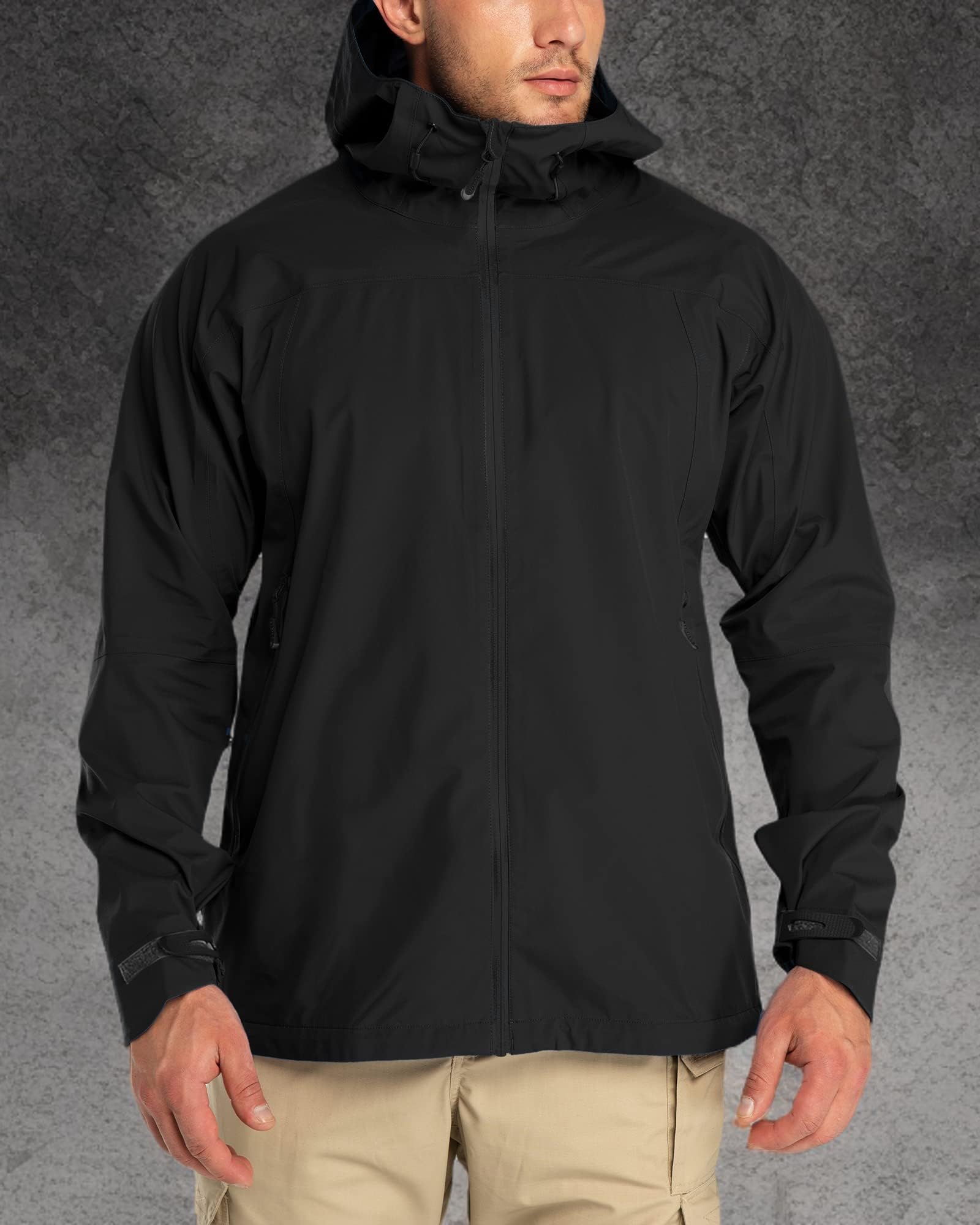 33,000ft Chaqueta impermeable ligera de 3 capas para hombre con capucha, conchas cortavientos para esquí, senderismo, golf, vela, ciclismo