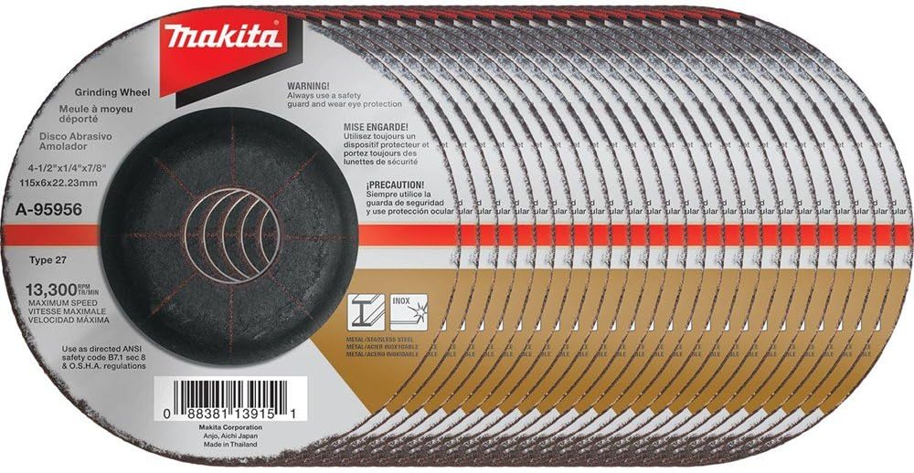 Makita A-95956-25 36 Grit INOX Grinding Wheel (Pack of 25), 4-1/2" x 1/4" x 7/8"