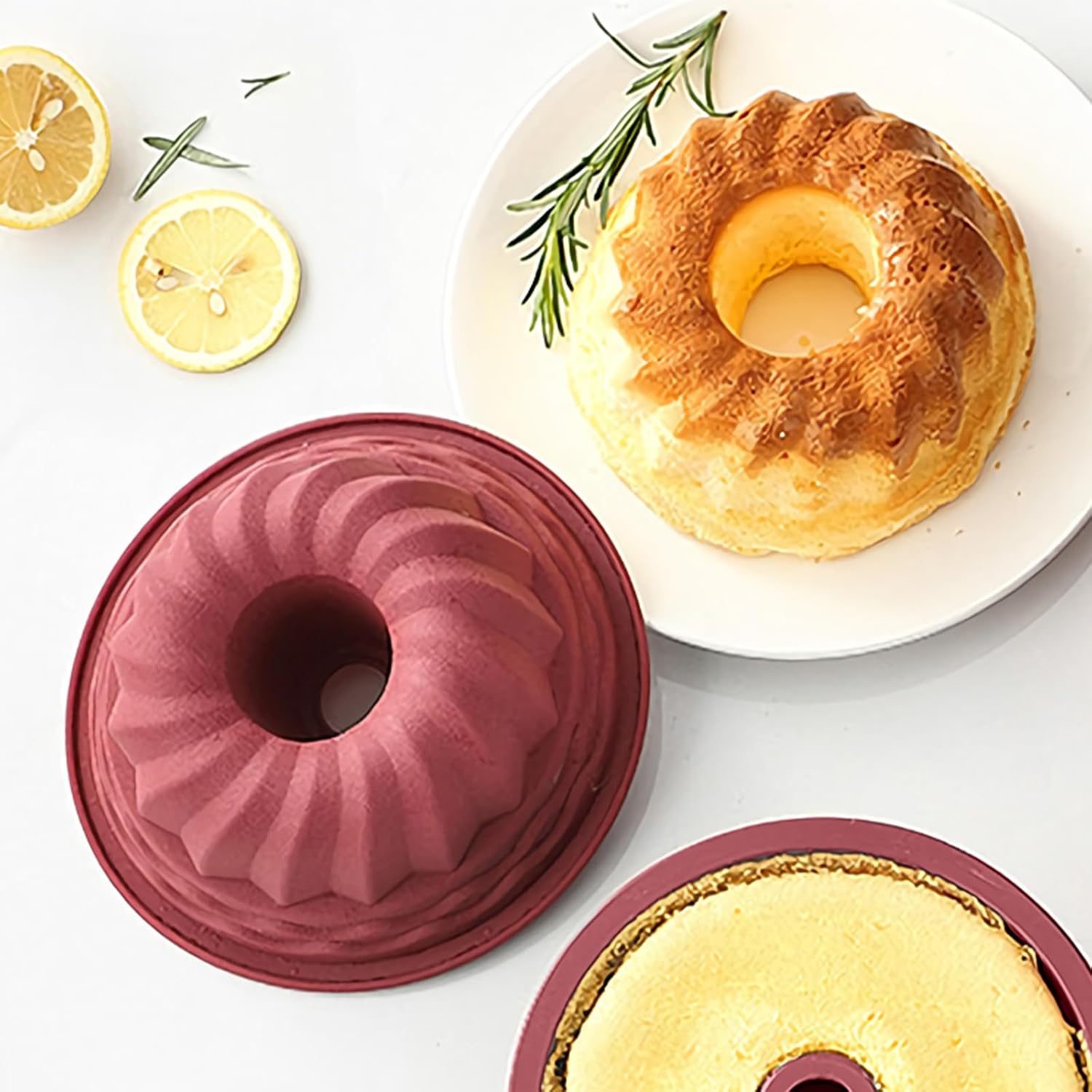 4er pack 4 Inch Silicone Mini Bunt Cake Pan, Nonstick, BPA Free, Dishwasher Safe,Silicone Cake Molds for Baking, Oven Fluted Tube Baking Pan for Pumpkin Cake, Jelly, Brownies, Bread, Pudding