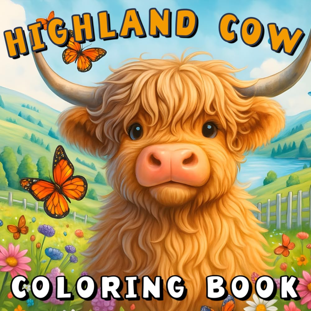Highland Cow Coloring Book: 50+ Easy and Delightful Coloring Pages Featuring Beautiful Scottish Highland Cows for Teens and Adults, Relax and Unwind