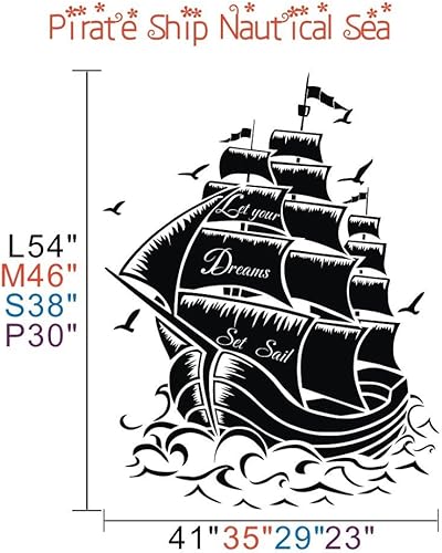 Miniatura 3 de Vinilo decorativo para pared, diseño náutico, diseño de barco pirata, color negro