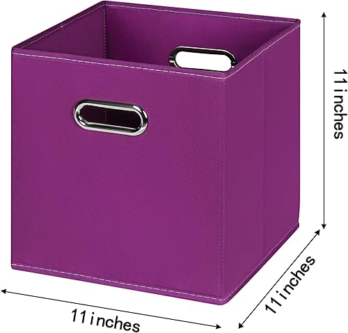 Vista 51 de Contenedores de almacenamiento de tela de tela, organizador de cubos de tela con asas dobles, cestas de almacenamiento plegables para el hogar