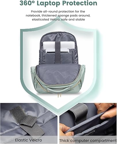 Miniatura 4 de LOVEVOOK Mochila para computadora portátil para mujer, bolsa delgada de 17 pulgadas con compartimento separado para computadora para trabajo,