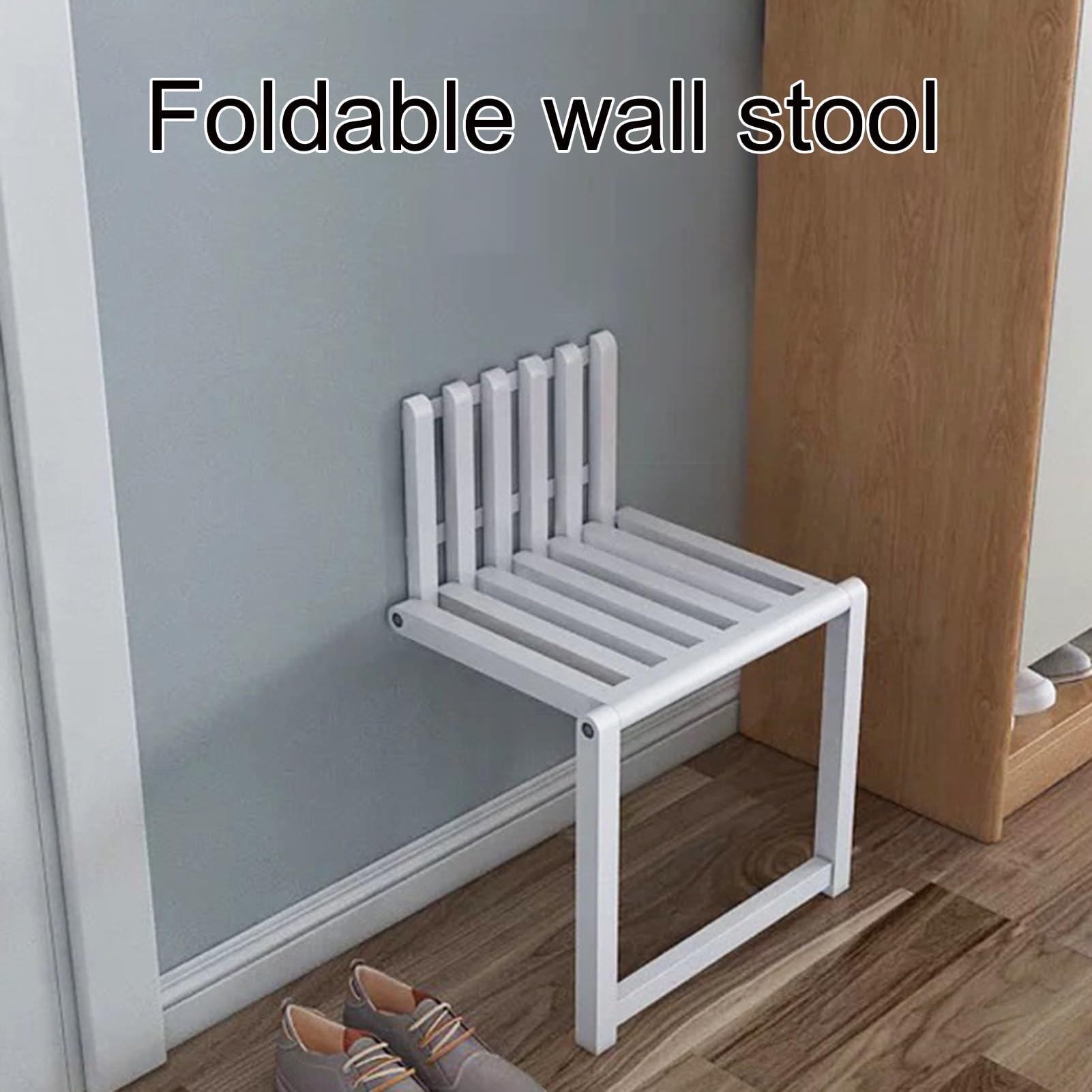 Chaise De Douche Pliante Murale En Bois Massif - Tabouret Salle De Bain Gain De Place, Marron 34x41x34cm