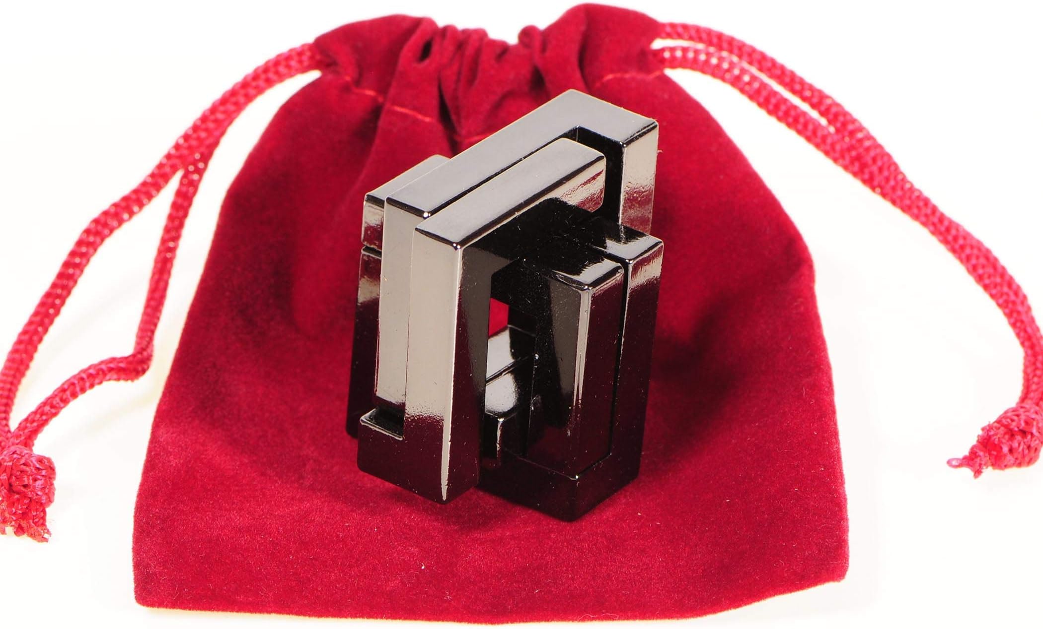 VERSAINSECT a Cast Metal Brain Teaser Puzzle Level 6 Difficulty Rating Bonus Red Velveteen Drawstring Pouch Bundled Items