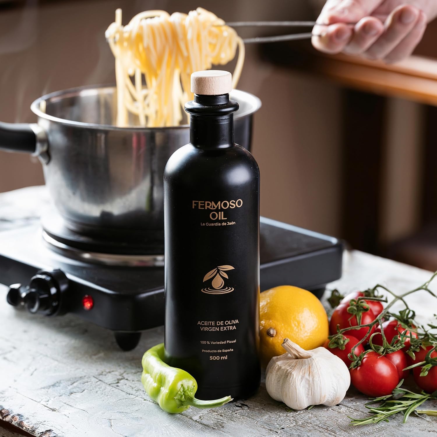 FERMOSO Olivenöl - Natives Olivenöl Extra (500ml) - 100 Prozent Picual-Oliven, kaltgepresst, polyphenolreich, DOP Sierra Mágina aus Spanien, Andalusien