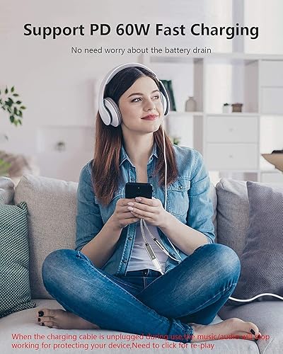 Miniatura 7 de Adaptador de auriculares Samsung Galaxy S23, conector de micrófono USB C a AUX con PD de 60 W de carga rápida para estéreo, auriculares, compatible
