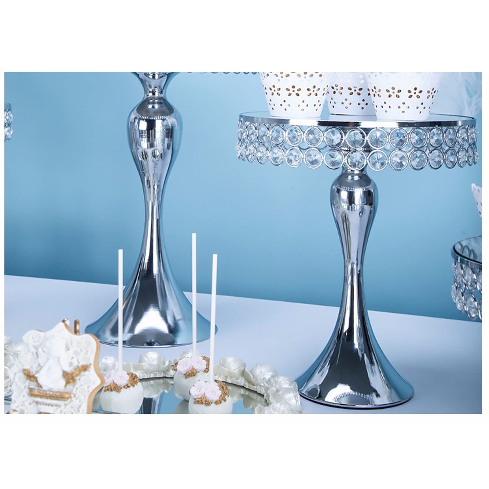 Amazon｜KSTYLE メタルシルバークリスタルケーキスタンド アンティーク