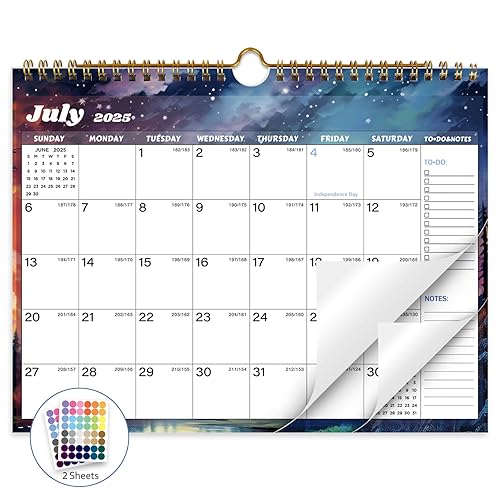 XISIDO Calendar 2025-2026, 18 Months Wall Calendar July 2025 to Dec 2026 Calendar with Julian Dates, 11" X 8.5" (Starry Sky) - Starry Sky -B