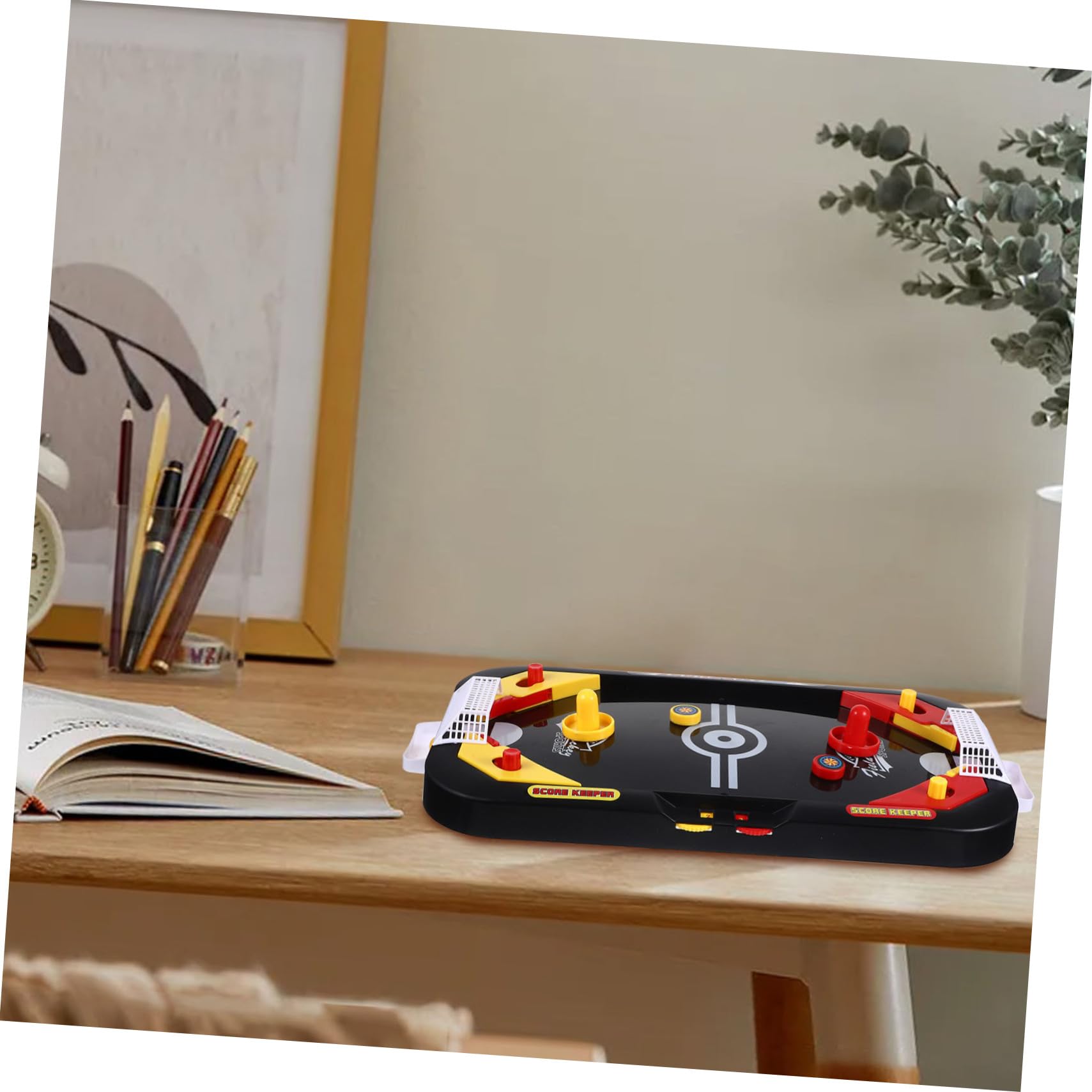 Hockey et Plastique en Mini Glace pour Noir sur Éducatif de Jeu Table à 2 Joueurs, Compétition Ludique et Divertissante Garçon Filles en Intérieur