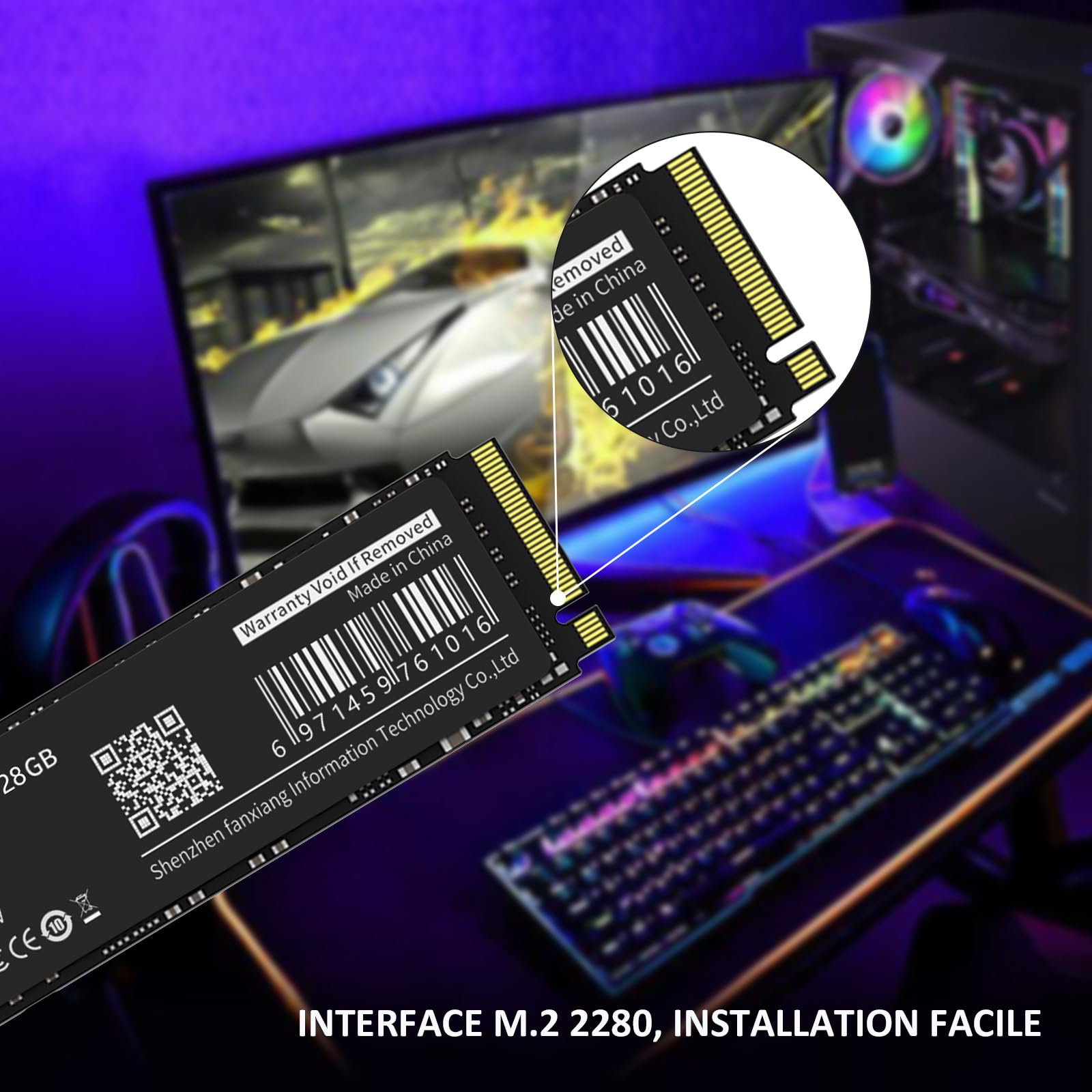 fanxiang S501 SSD NVMe 128Go M.2 PCIe Gen3.0x4 2280 Interne, Jusqu’à 1200 Mo/s en Lecture, Disque Dur SSD Compatible avec Ordinateurs Portables, PC et Ordinateurs de Bureau