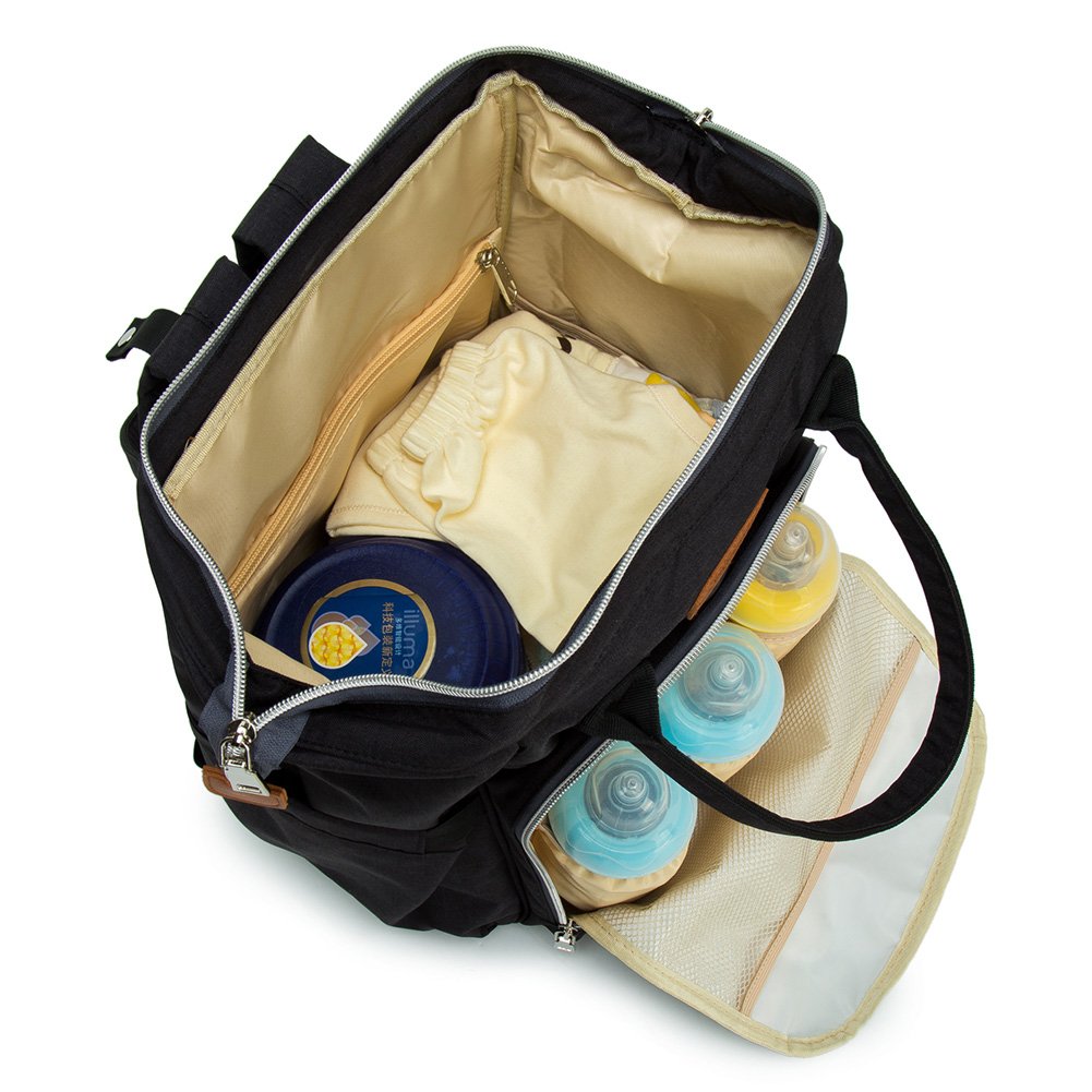 borsa zaino porta pannolini, impermeabile, multifunzione, di grande capacità; organizer da viaggio con tappetino per il cambio, una borsa termica per biberon e clip per passeggino