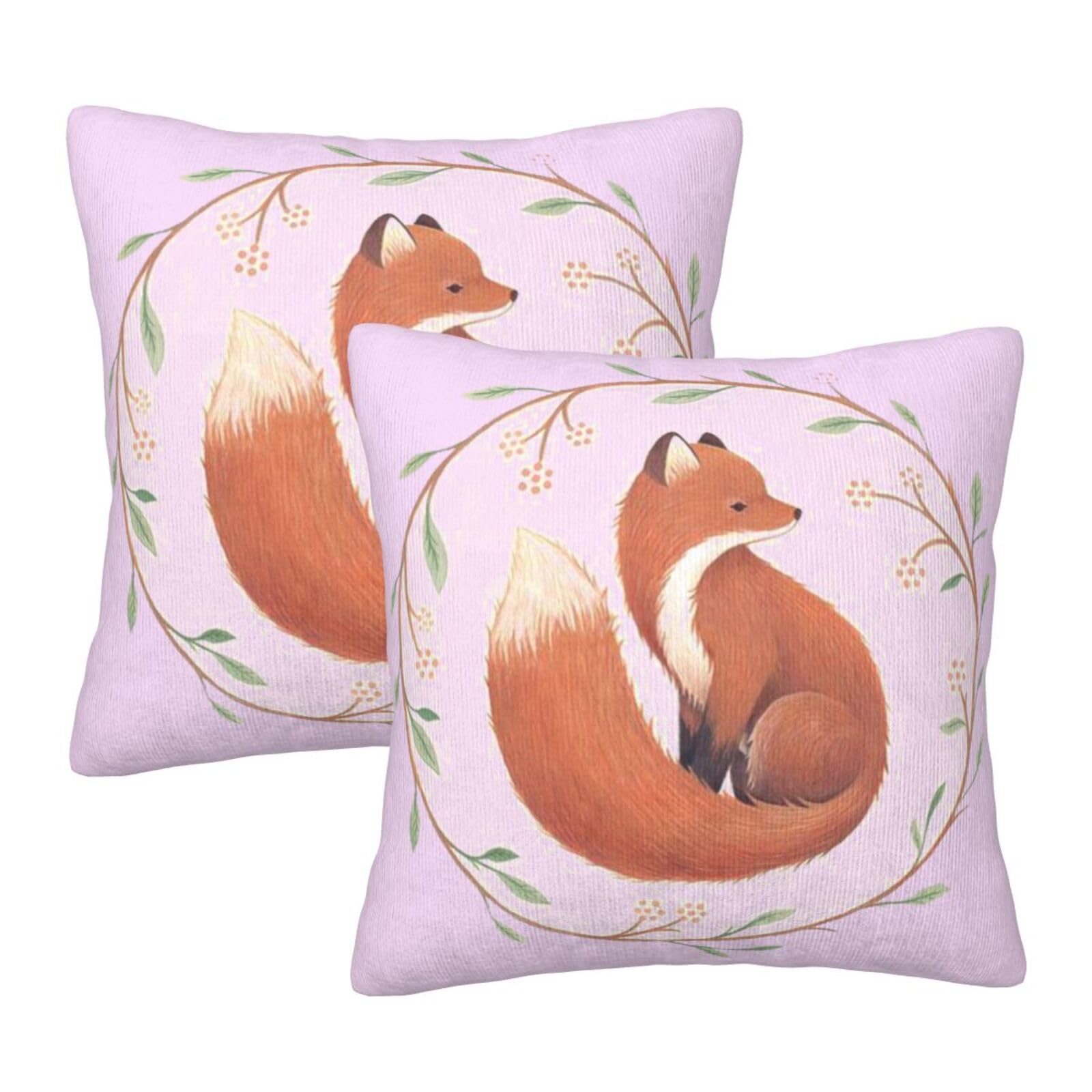 Taies d'oreiller carrées renard peintes à la main pour une ambiance de chambre cosy