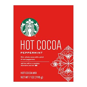 Starbucks Hot Cocoa Mix for Rich Chocolate Flavor and Cozy Beverages, Peppermint Hot Cocoa with Cool Peppermint Taste, 7 Ounce Tin (Pack of 1)