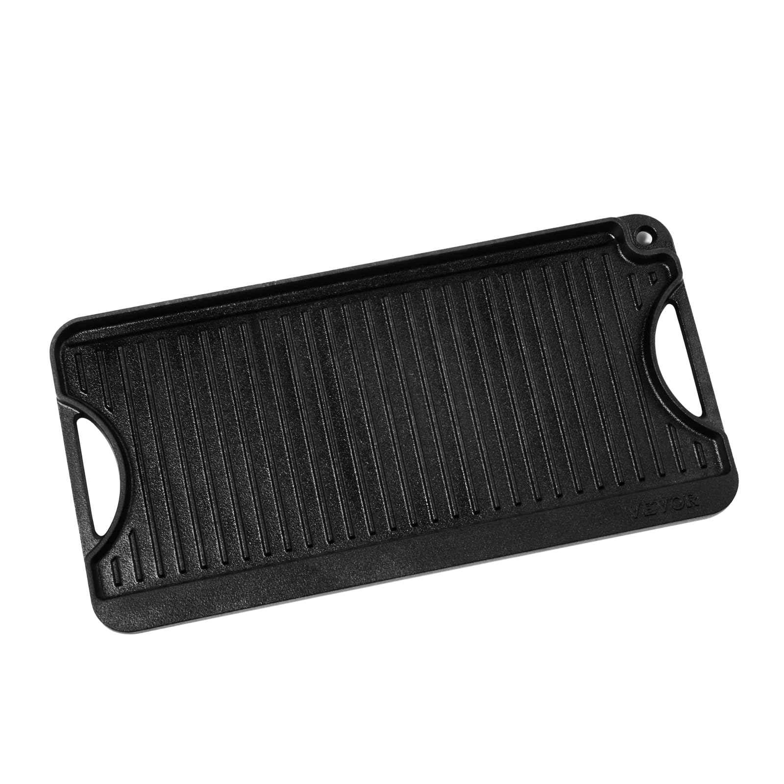 VEVOR Piastra per Cucina in Ghisa Reversibile 492 x 218 mm, Padella Rettangolare Portatile con Manico, Pentolame per Piano Cottura Peso ca. 6 kg Piastra per Cottura Barbecue Materiale in Ghisa