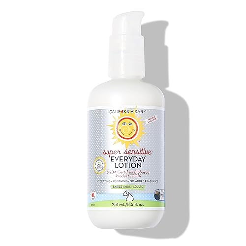Miniatura 1 de California Baby Loción facial y corporal súper sensible para uso diario 85 onzas hidratante para pieles secas y sensibles después del baño y el