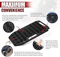 Vista 4 de BUNKER INDUST Tablas de tracción todoterreno con base de gato, alfombrilla de tracción de neumáticos extensible multifuncional, para pistas