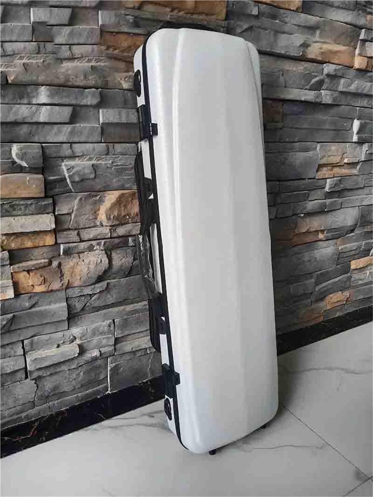 Accesorios Profesionales Violin Estuche Para Violín Cuadrado De Fibra De Carbono De 4/4 Pulgadas Extraíble Ligero Con Cerradura De Combinación Doble(White twill)