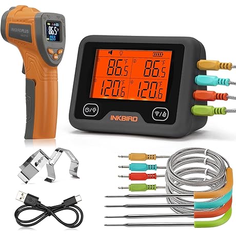 Wi-Fi/Bluetooth Smart Wireless Meat Thermometer IBBQ-4BW & Infrared Thermometer