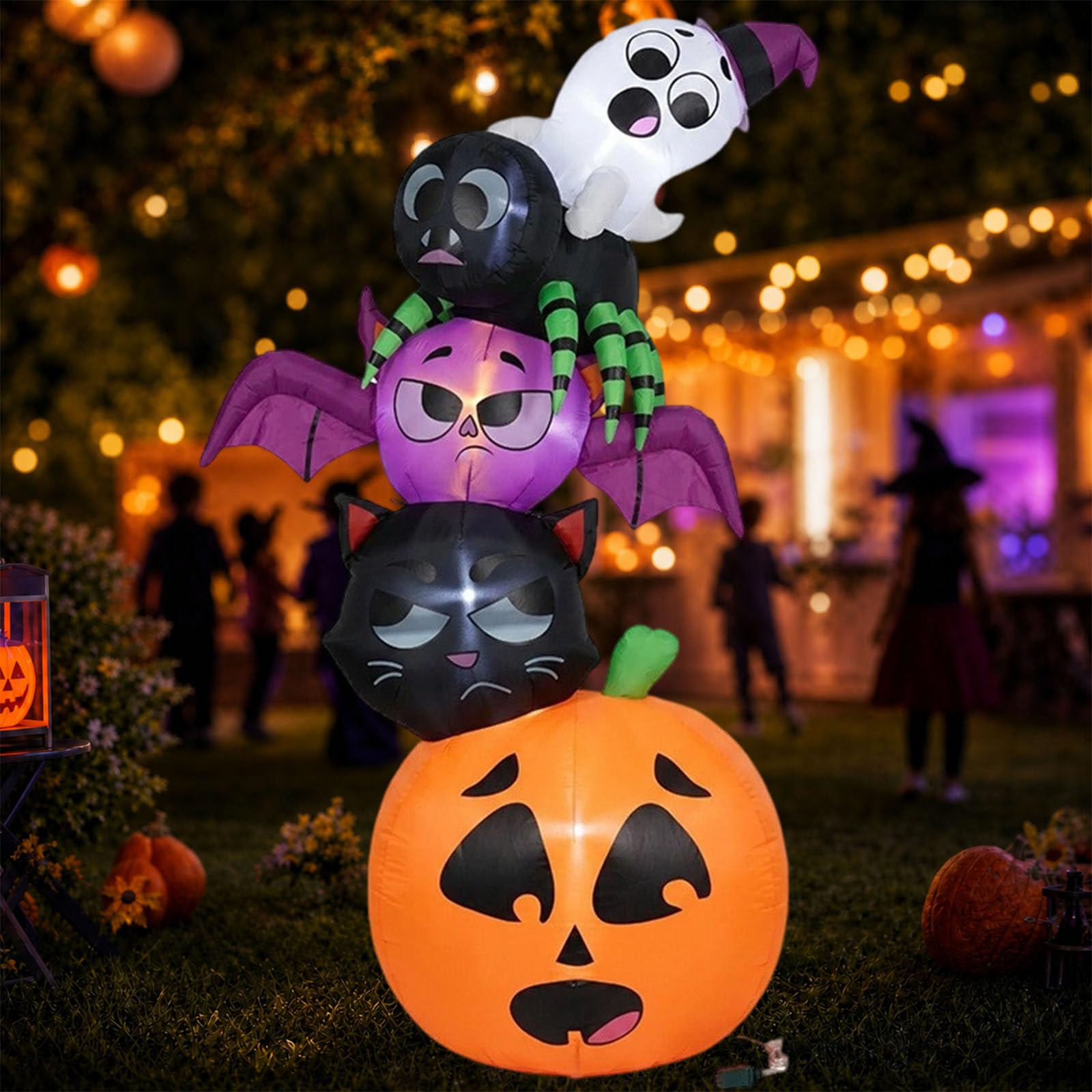 Nadmuchiwane Dynie I Duch, Nadmuchiwane Pontony Na Halloween, Halloween Z Motywem DuchóW I NagrobkóW; DużA, PodśWietlana Dekoracja WejśCiowa C