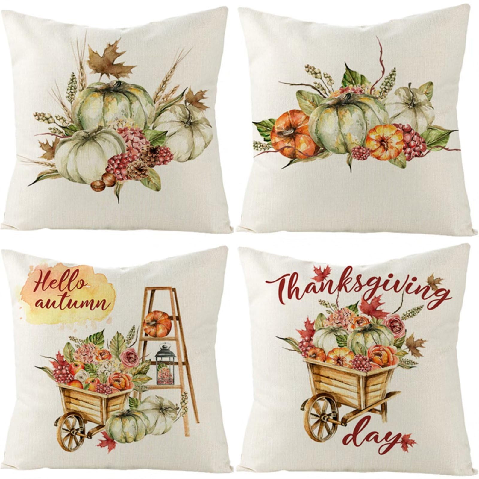 Set di 4 Fodere per Cuscini 65x65cm,cuscini per divano Fiore di zucca Giardino Esterno Fodere per Cuscini Decorativi Velluto Quadrate per Cuscino,per Casa Soggiorno Camera da Letto Divano YG1080