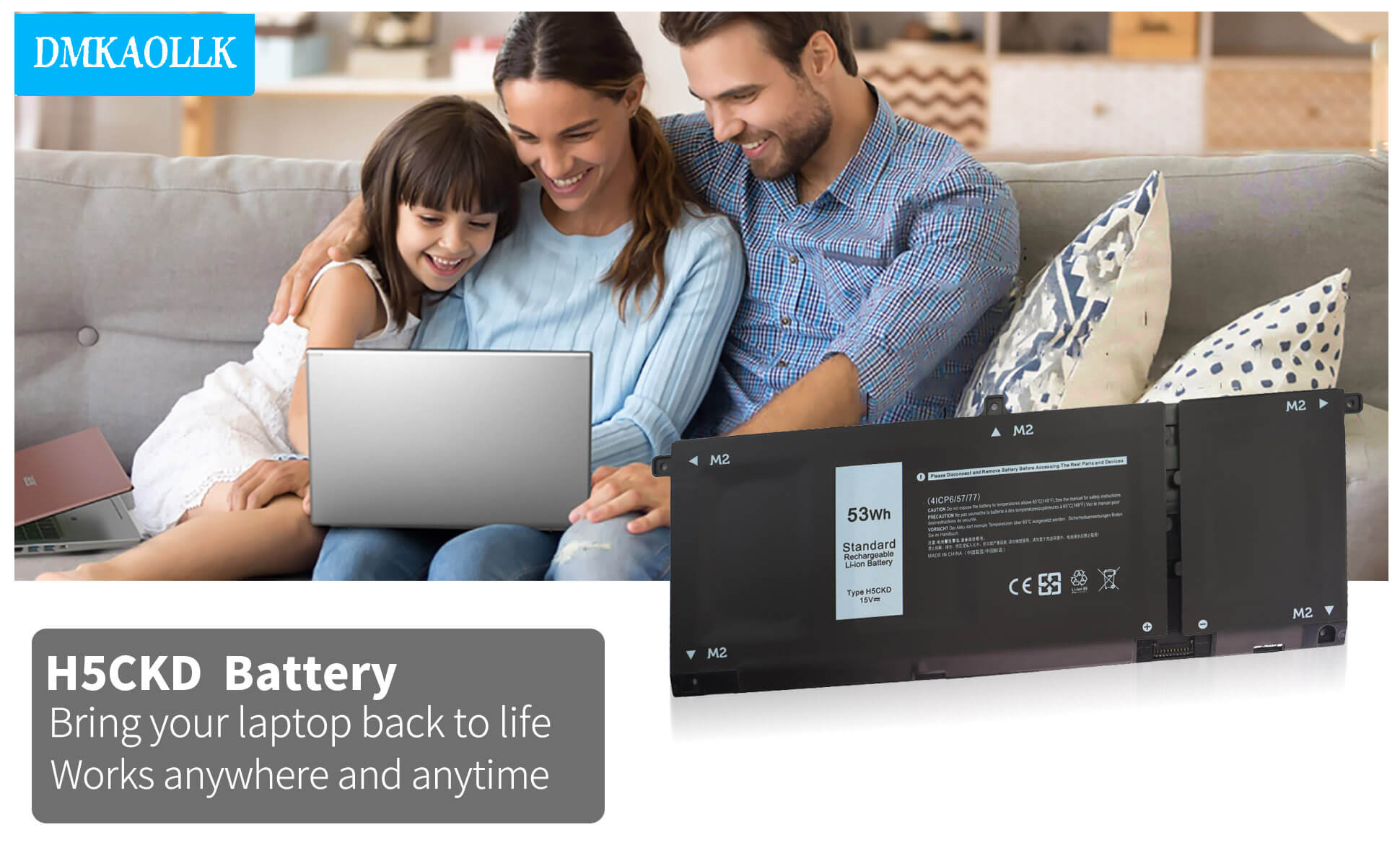 Amazon.com: 53Wh H5CKD 15V Battery Replacement for Dell Inspiron