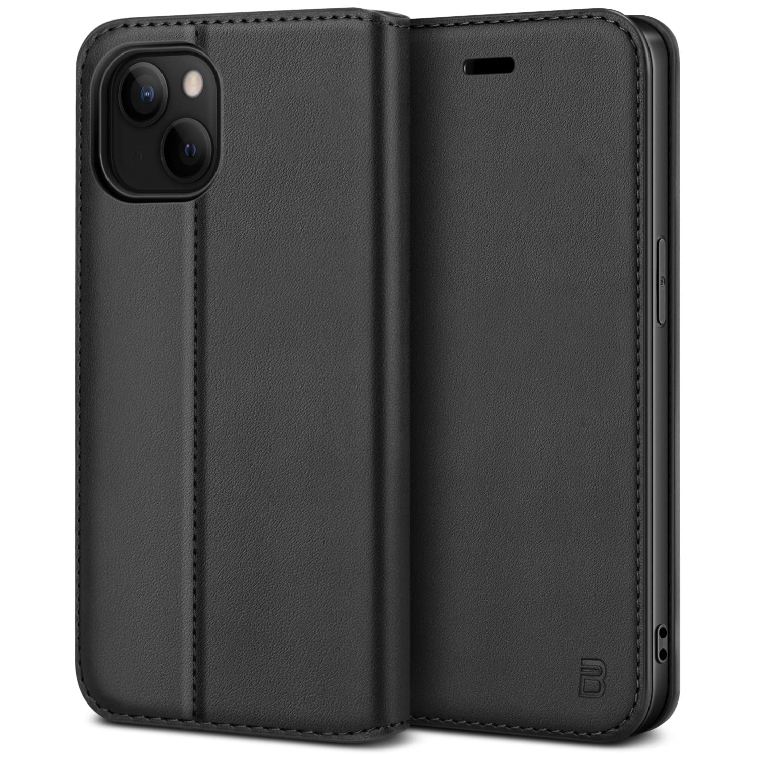 Nalacover Wallet Case For IPhone 13 - Flip Purse Case With Card Holder Kickstand Suction Cup Premium Business Pu Leather Shockproof Phone Cover Iphone 13 Coffee