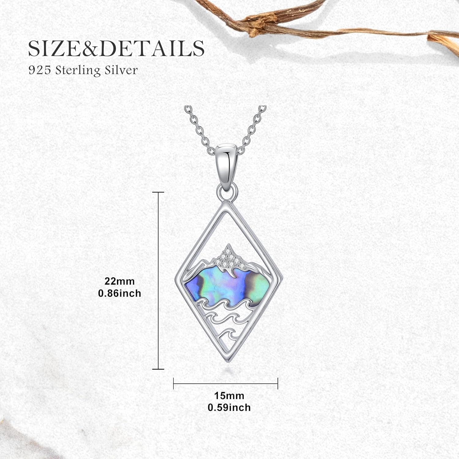 Diamond Mountain Necklace for Women 925 Sterling Silver Mountain Pendant Nature Inspirational Faith Jewelry Gift for Skiers - Image 5