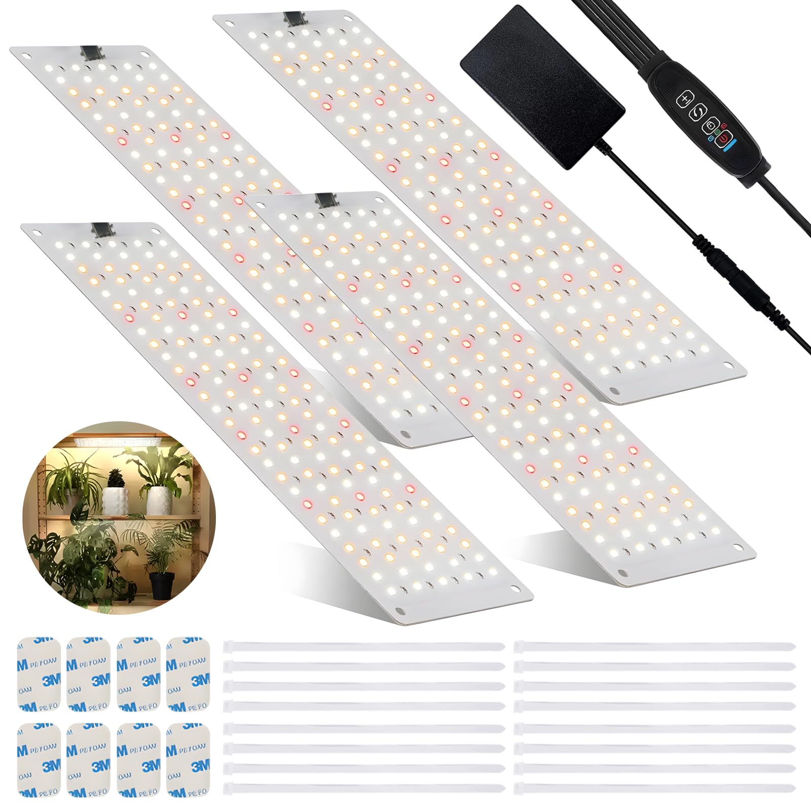4 Lampes LED Pour Plantes - Minuterie 3/9/12h - 10 Niveaux Luminosité