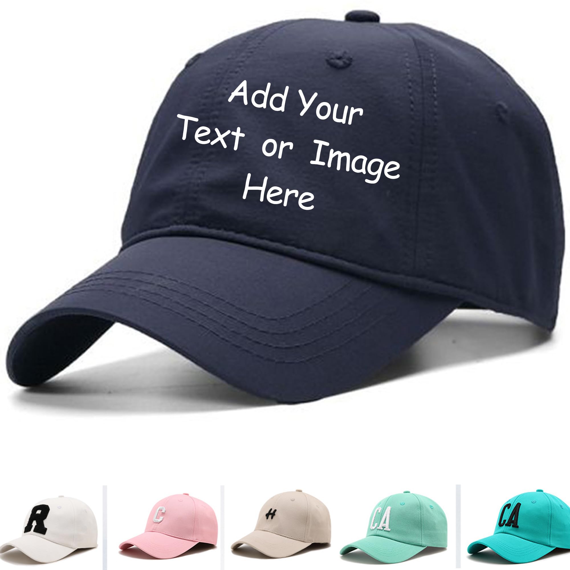 hadefa Sombrero/Gorra ajustable de Béisbol bordado personalizado con Su Texto/Logo-Su propio Texto personalizado Sombreros de Papá Regalo, Sombrero personalizado, M