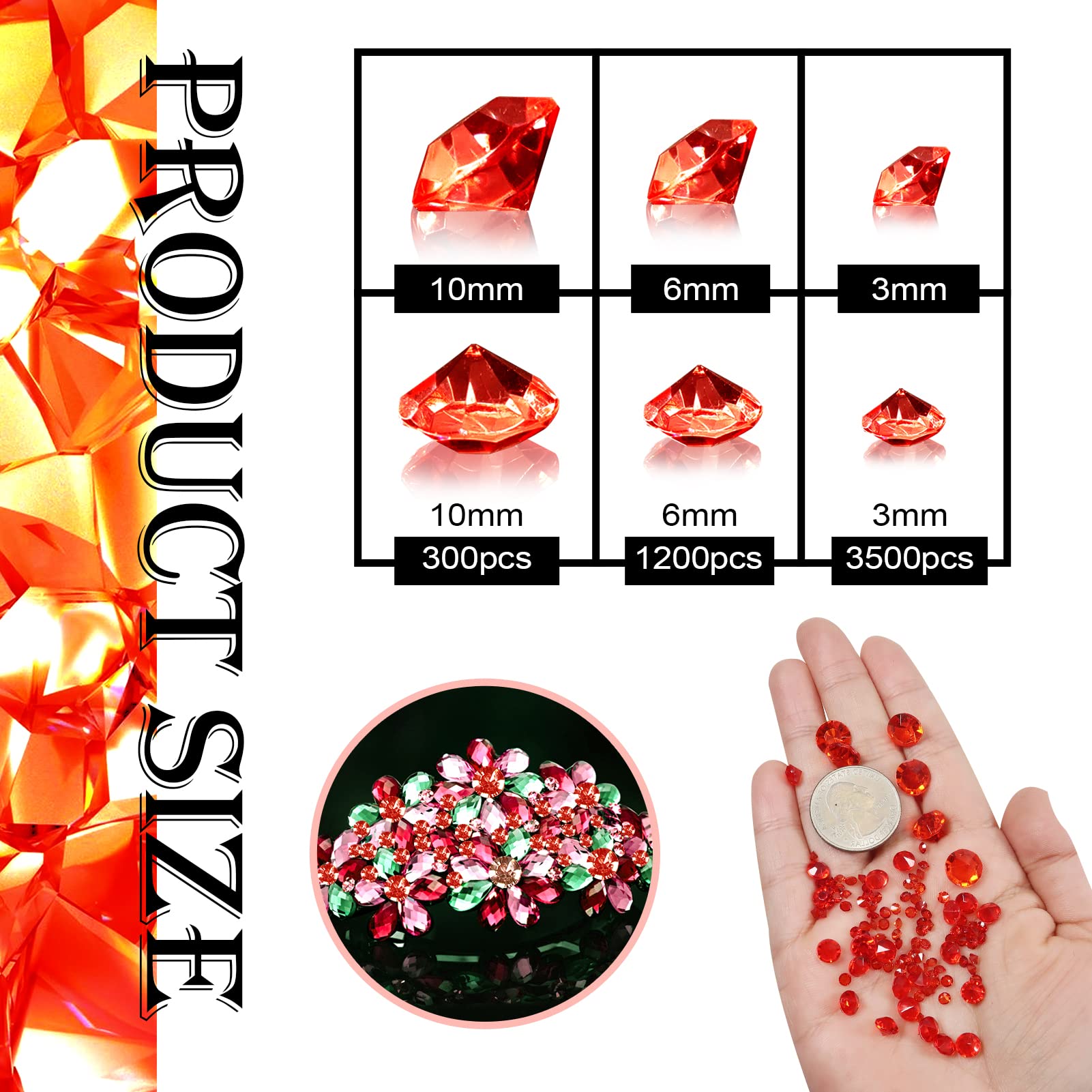 10000pcs 4 mm Cristaux Acrylique Diamants Table Scatter Confetti Clair Pierres de Strass pour